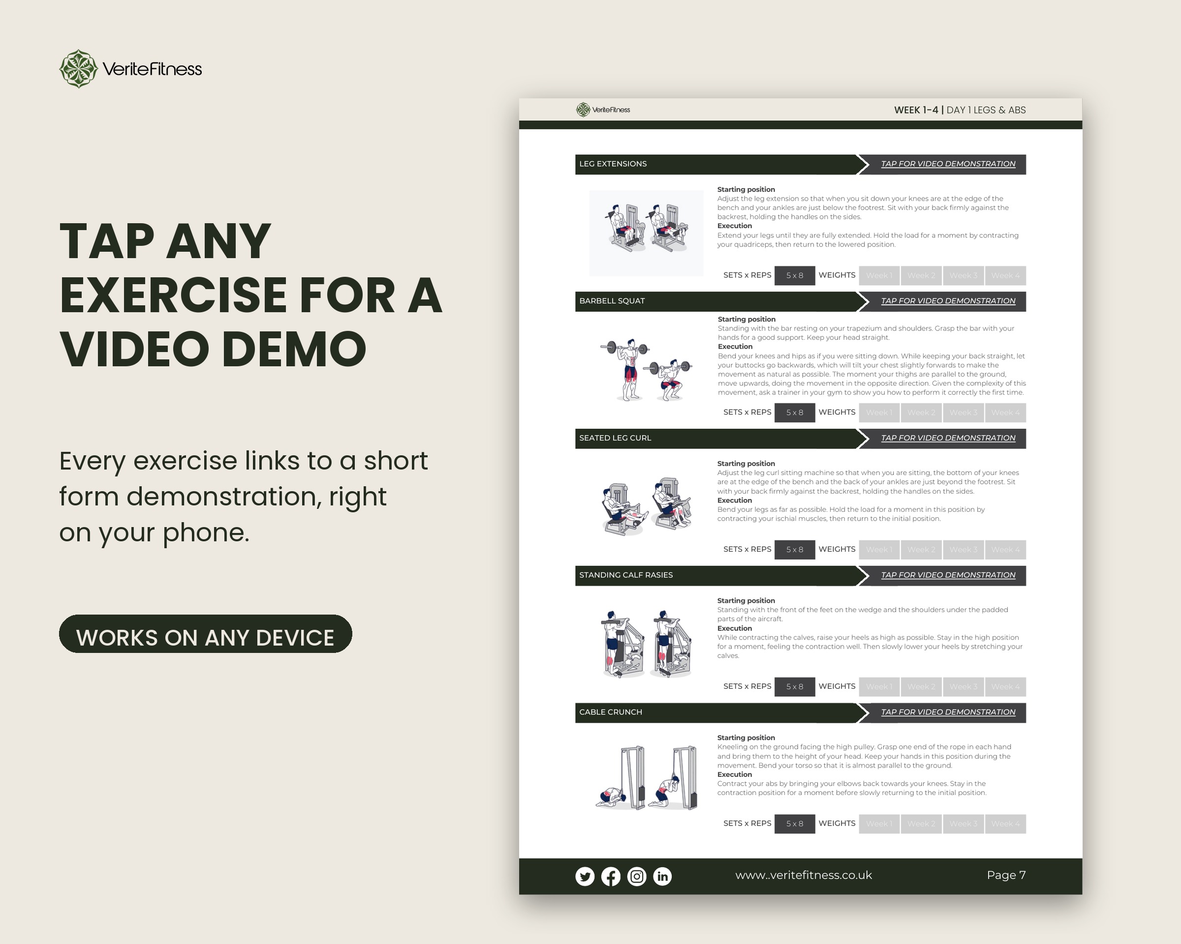 5-Day Split programme with a video demonstration for every exercise